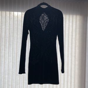 Slate blue crushed velvet dress